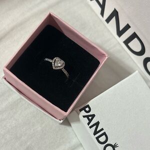 Pandora Silver Heart Ring with Sparkling Accents